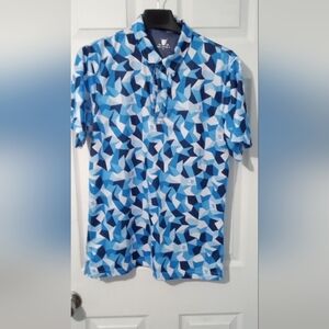 Chuco Golf Blue and White Geometric Polo Shirt